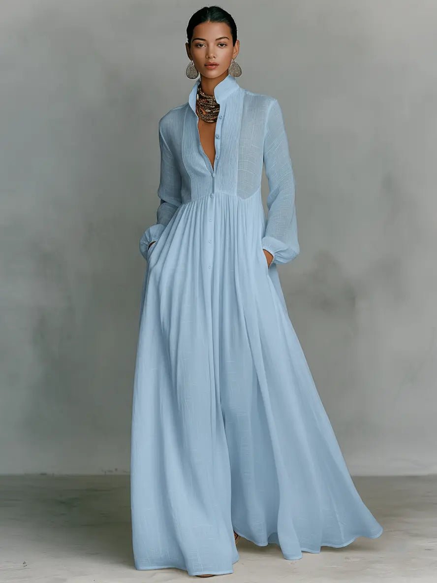 Women's Maxi Dress - Flowing Button-Front - Claire - product view 3