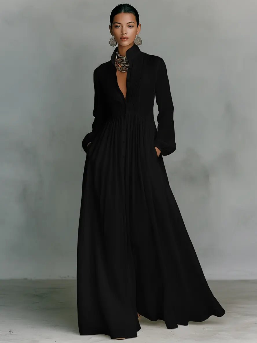 Women's Maxi Dress - Flowing Button-Front - Claire - product view 4