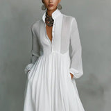 Women's Maxi Dress - Flowing Button-Front - Claire - product view 5