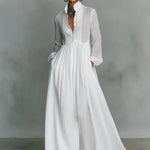 Women's Maxi Dress - Flowing Button-Front - Claire - product view 7