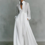 Women's Maxi Dress - Flowing Button-Front - Claire - product view 7