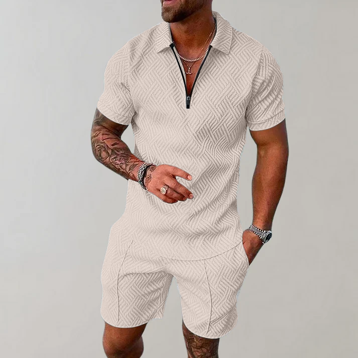 Men's Two-Piece Set - Casual Polo Shirt and Shorts Set - Dylan - product view 2