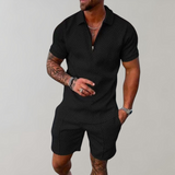 Men's Two-Piece Set - Casual Polo Shirt and Shorts Set - Dylan - product view 1