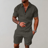 Men's Two-Piece Set - Casual Polo Shirt and Shorts Set - Dylan - product view 3