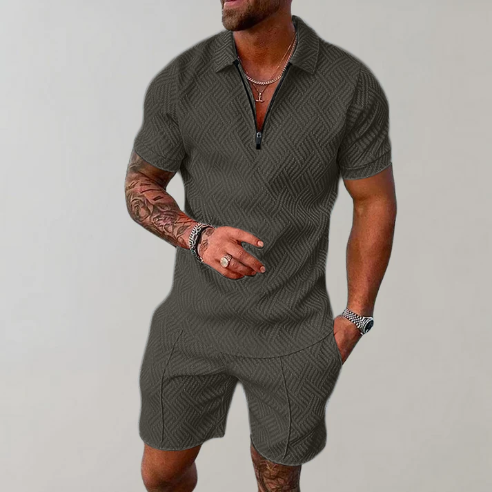 Men's Two-Piece Set - Casual Polo Shirt and Shorts Set - Dylan - product view 3