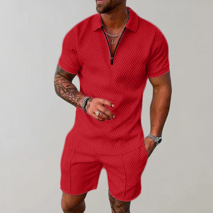 Men's Two-Piece Set - Casual Polo Shirt and Shorts Set - Dylan - product view 6