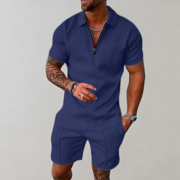 Men's Two-Piece Set - Casual Polo Shirt and Shorts Set - Dylan - product view 5