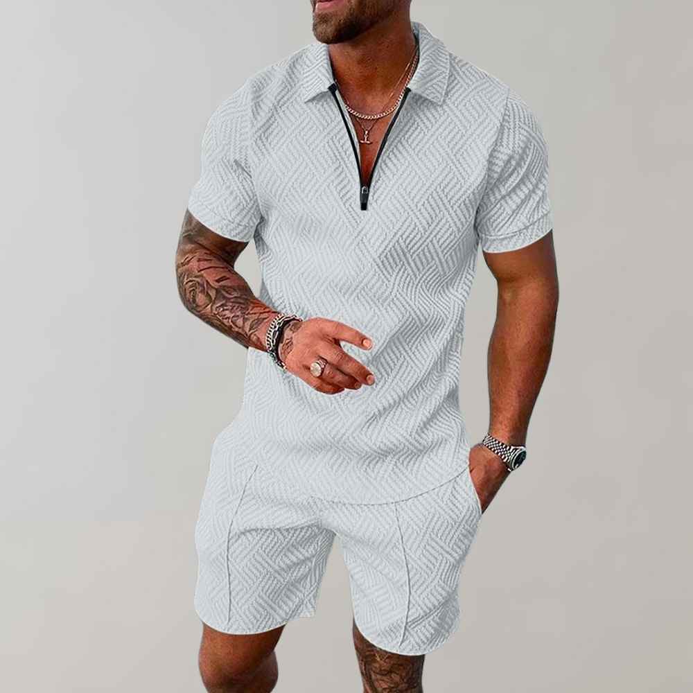 Men's Two-Piece Set - Casual Polo Shirt and Shorts Set - Dylan - product view 4