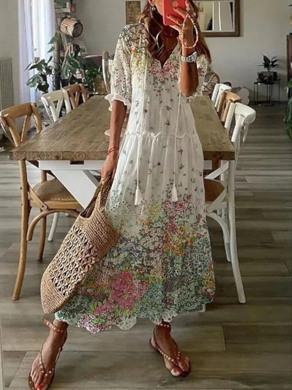 Women's Dress - Boho V-Neck Summer - Avery - product view 7