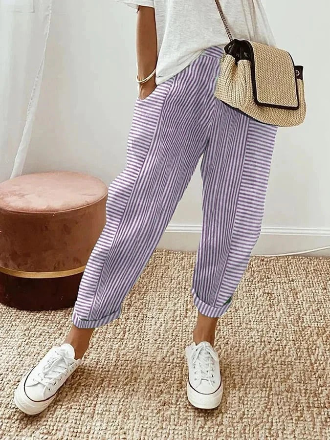 Women's Trousers - Relaxed Striped Summer - Delilah - product view 6