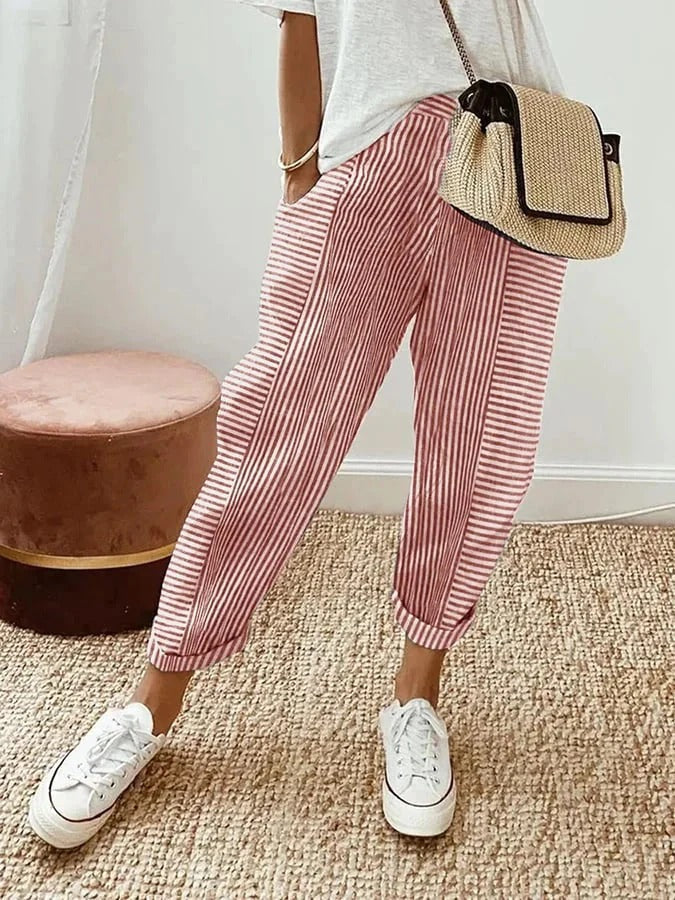 Women's Trousers - Relaxed Striped Summer - Delilah - product view 1