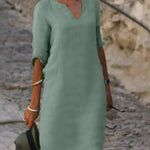Women's Midi Dress - V-Neck Draped - Harper - product view 4