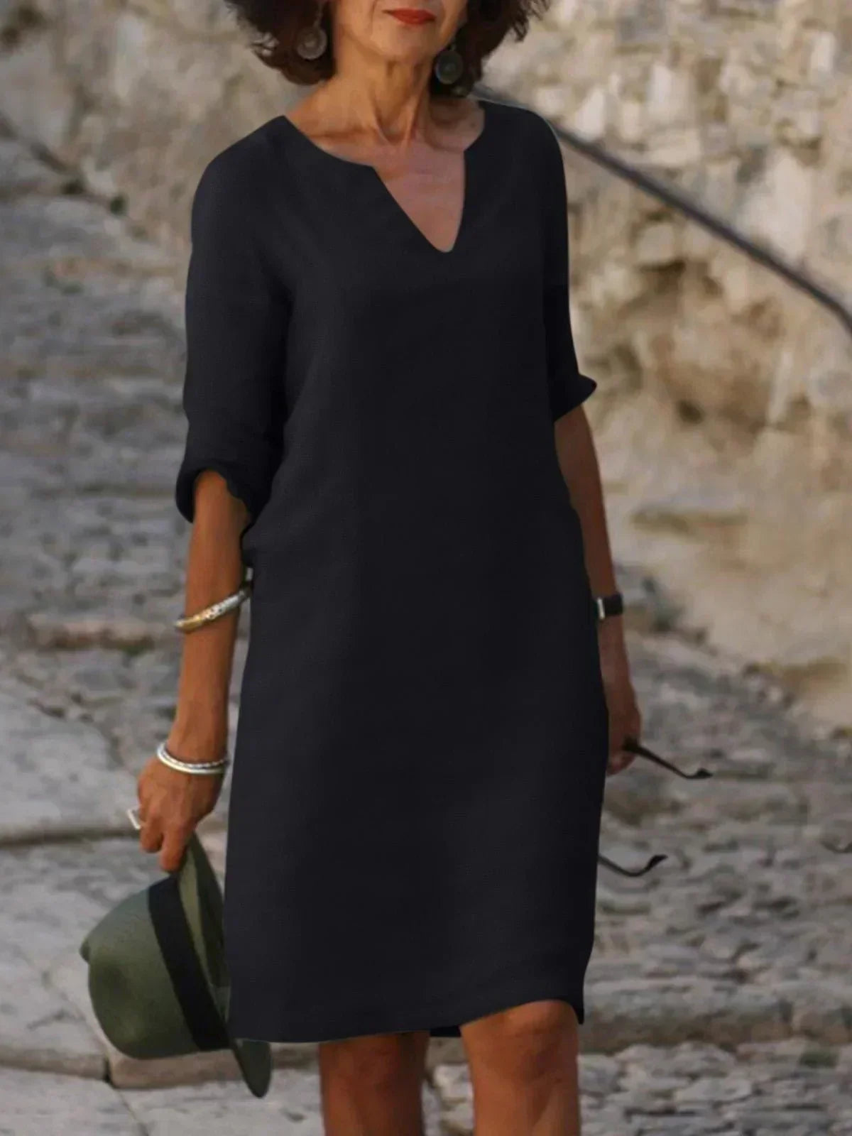 Women's Midi Dress - V-Neck Draped - Harper - product view 2