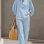 Women's Two-Piece Set - Wide Leg and Collar 2 Piece Set - Vienna - product view 6