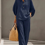 Women's Two-Piece Set - Wide Leg and Collar 2 Piece Set - Vienna - product view 3