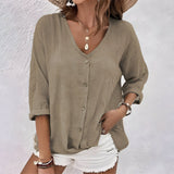 Women's Blouse - Casual Relaxed Button-Up - Giana - product view 7