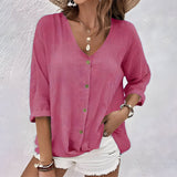 Women's Blouse - Casual Relaxed Button-Up - Giana - product view 5