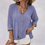 Women's Blouse - Casual Relaxed Button-Up - Giana - product view 6