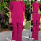 Women's Two-Piece Set - Draped Palazzo Trousers Set - Valeria - product view 10