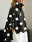 Effortless Black Shirt for Women with High Neck Long Sleeve Polka Dot Oversized Relaxed Style